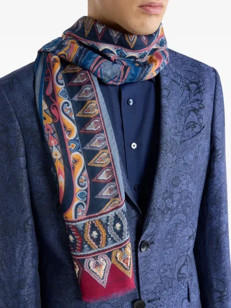 Fular Etro cu model floral albastru