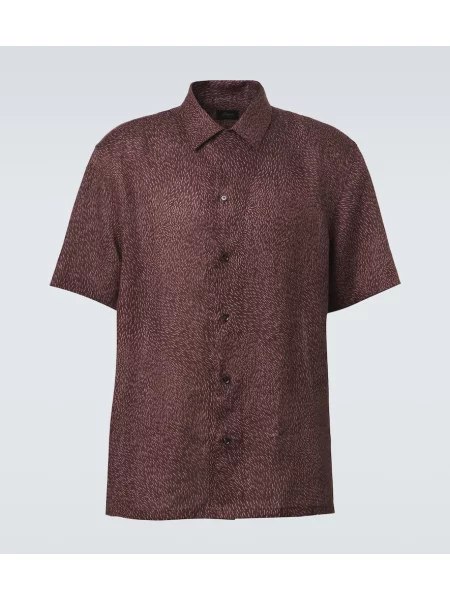 Cămașă Brioni de in cu imagine bordo
