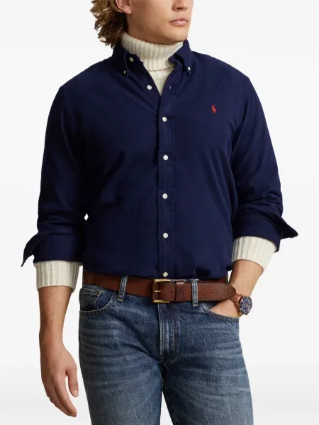 Tricou polo Polo Ralph Lauren cu glugă cu blană cu broderie roșu