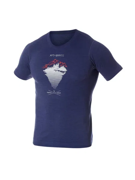 Koszulka turystyczna OUTDOOR WOOL PRO z wełną merino niebieska
