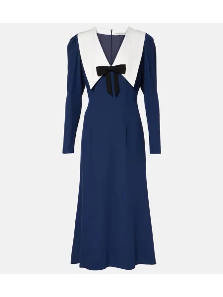 Satenska midi obleka Alessandra Rich z lokom modra