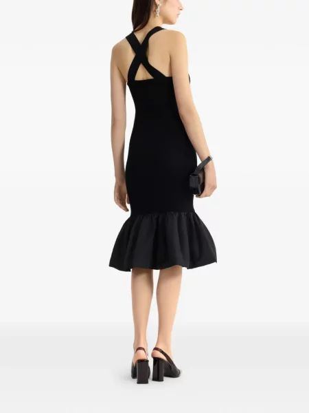 Odgovarati midi haljina Patou s volanima iznad koljena crna