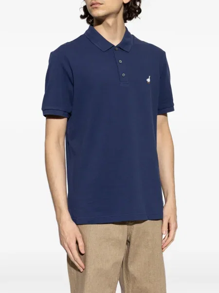 Polo Moschino cu broderie albastru