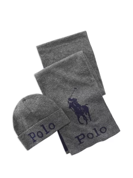 Prugasta pletena kapa Polo Ralph Lauren pomponi zelena