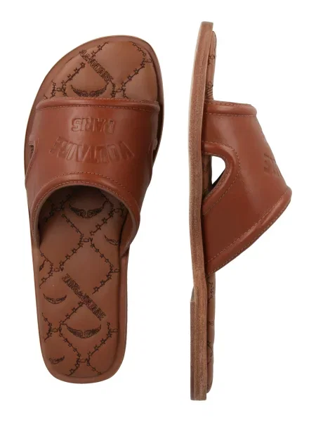 ZADIG&VOLTAIRE șlapi de piele Beach Mule maro