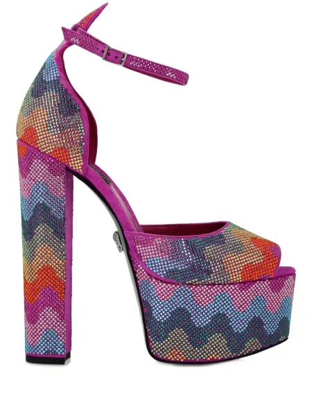 Sandale Philipp Plein din piele de cristal roz