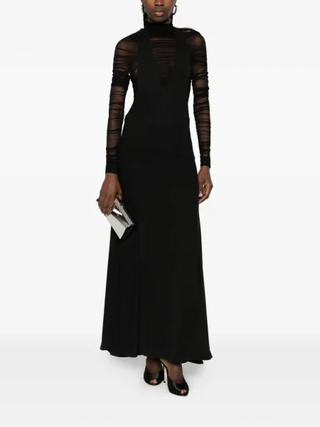 Lung rochie midi Christopher Esber cu volane negru