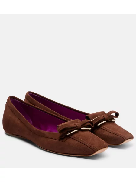 Balerini Roger Vivier din piele de căprioară maro