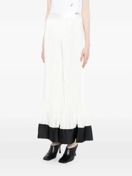 Pantaloni Karl Lagerfeld plisate alb