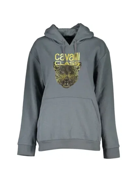 Hanorac cu glugă Cavalli Class cu imagine cu model leopard gri