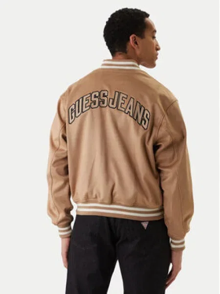 GUESS JEANS Prijelazna jakna pijesak / bijela bež