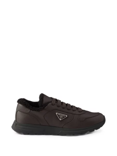 Sneakerși Prada din piele maro
