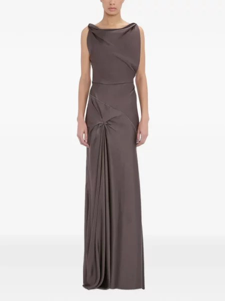 Rochie maxi Victoria Beckham drapată maro