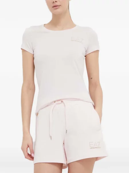 Scurt tricou Ea7 Emporio Armani cu autograf roz