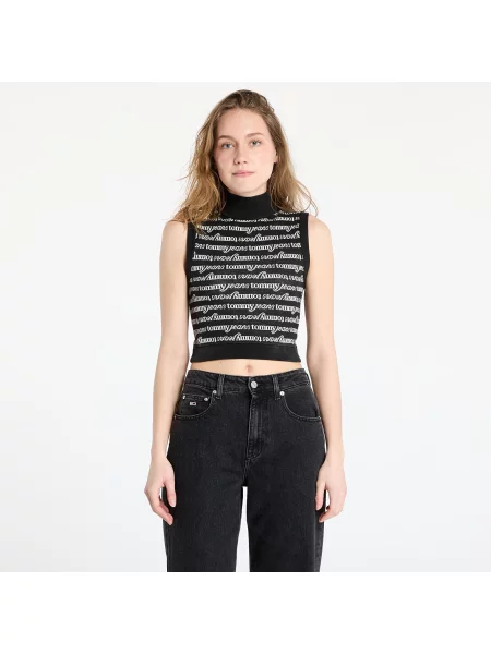 Dzianinowa kamizelka jeansowa Tommy Jeans o krotszym kroju czarna