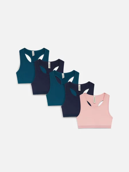 Biustonosz bustier z miękkiej mieszanki bawełny organicznej 5 szt. różowy