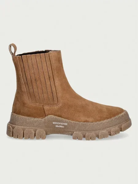 Weekend MaxMara Ghete chelsea Genepi | piele întoarsă maro