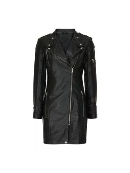 Maxi kurtka skórzana Notyz biker czarna