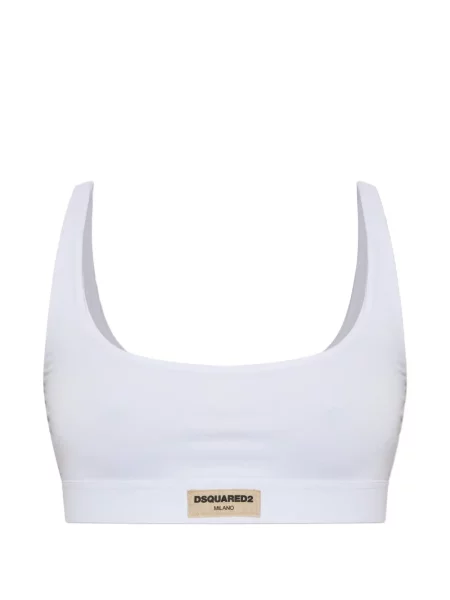 Sutien bralette Dsquared2 cu autograf alb