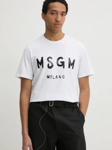 Тениска MSGM черно с принт бяло