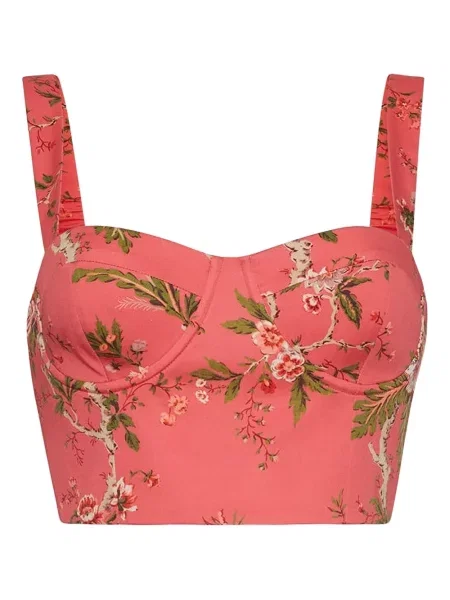 Top Cara Cara w kwiatki z nadrukiem różowy