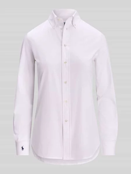 Bluzka koszulowa o kroju regular fit z mieszanki bawełny Polo Ralph Lauren biała