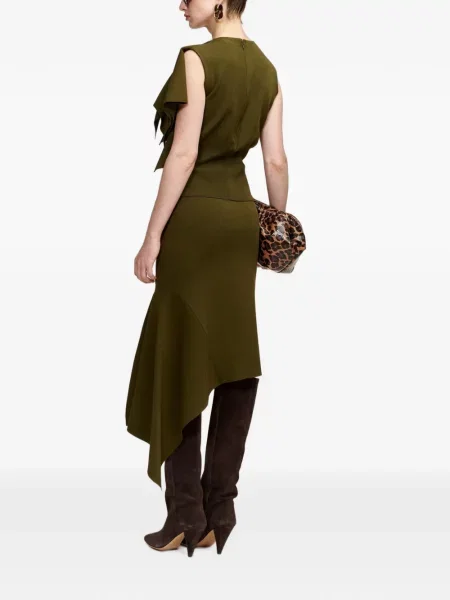 Top Essentiel Antwerp cu volane asimetric verde