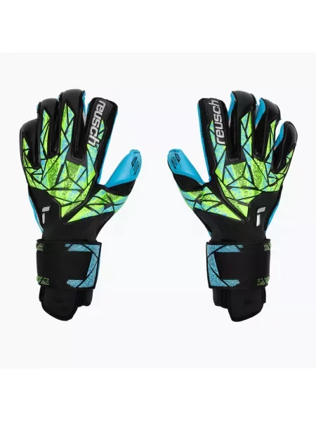 Rękawice bramkarskie Reusch Attrakt Aqua Evolution black/fluo lime/aqua czarne