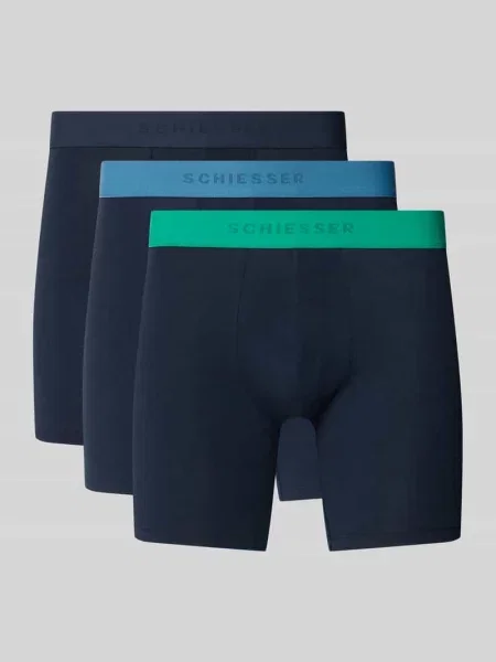 Bokserki krój slim fit z mieszanka bawełny w zestaw 3 szt. Schiesser granatowe