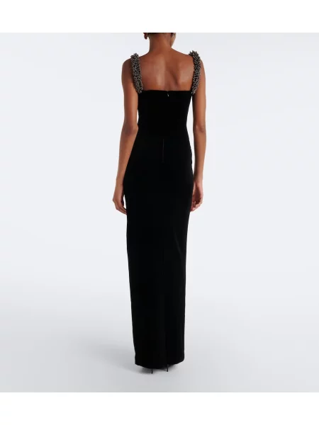 Rochie Self-portrait de catifea drapată negru