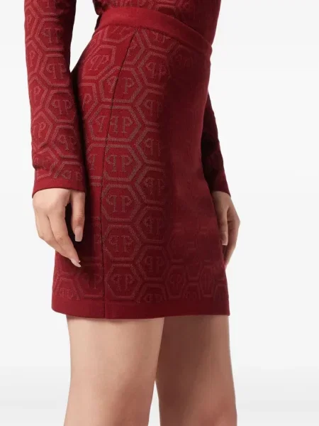 Fusta mini Philipp Plein tricotate roșu