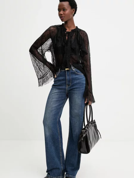 Блузка Answear.LAB принт квіти чорний