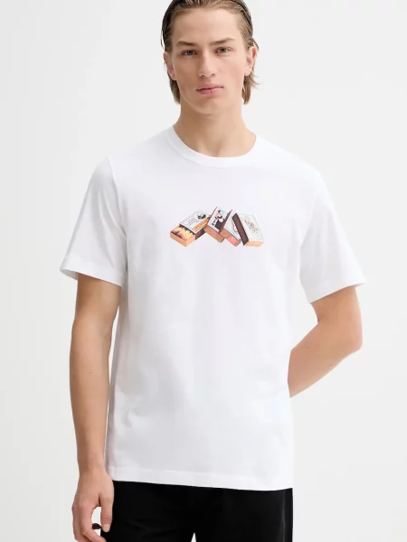 PS Paul Smith tricou din cu imprimeu alb