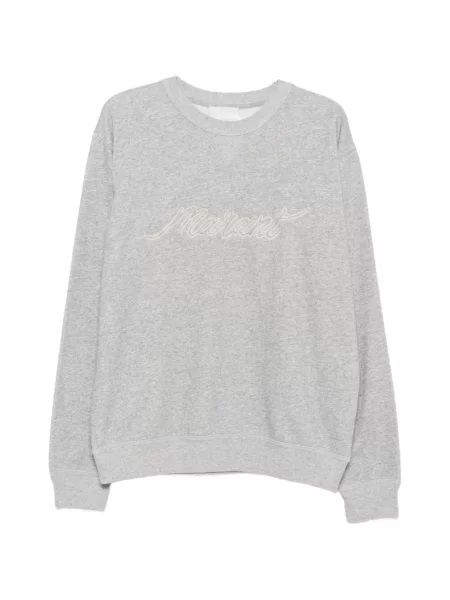 Pulover Marant cu broderie cu decolteu rotund gri