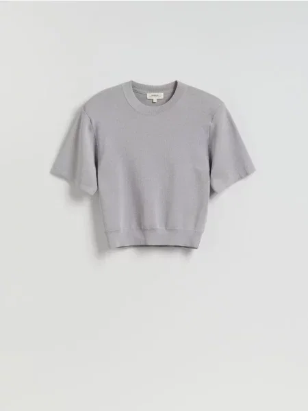 Reserved Pulover cu conținut ridicat de deschis gri