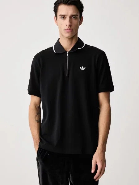 Adidas Originals πόλο ανδρικό με ελαστάν μαύρο