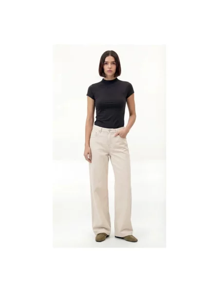 Jeansy straight leg Goldgarn Denim beżowe