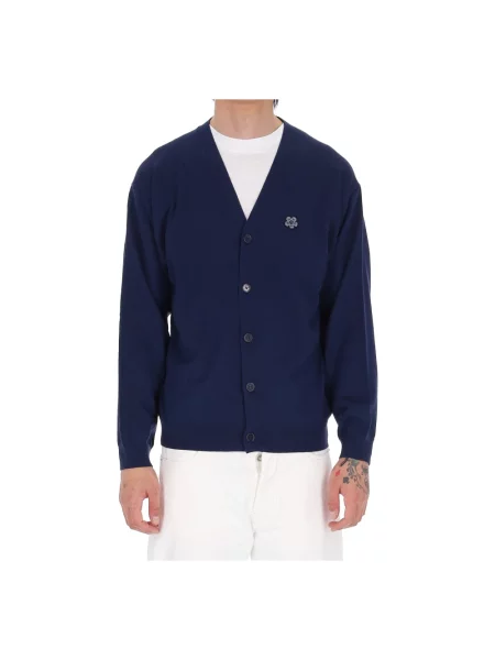 Kardigan Kenzo wełniany w kwiatki niebieski