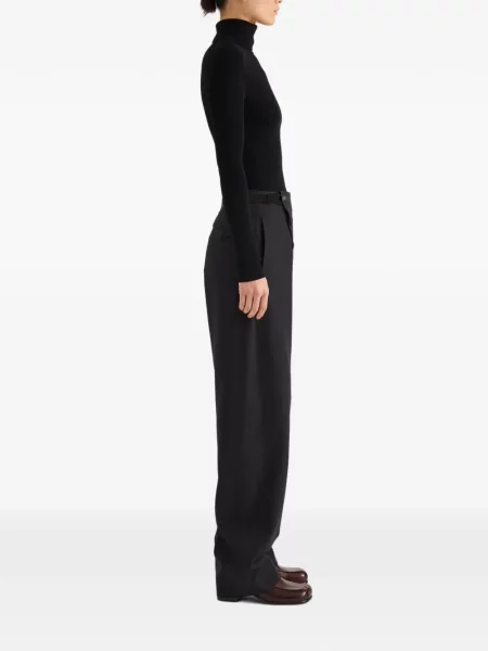 Μάλλινο παντελόνι Proenza Schouler με τροπικά μοτίβα μαύρο