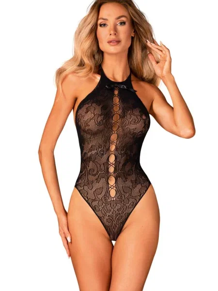 Кружевное эротическое боди чорне
