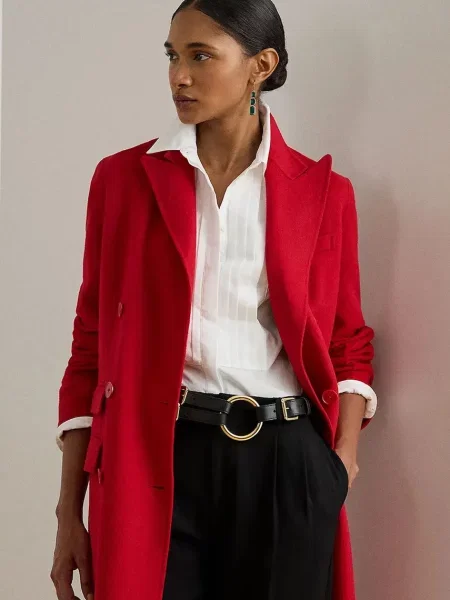 Kabát s příměsí vlny Lauren Ralph Lauren červená