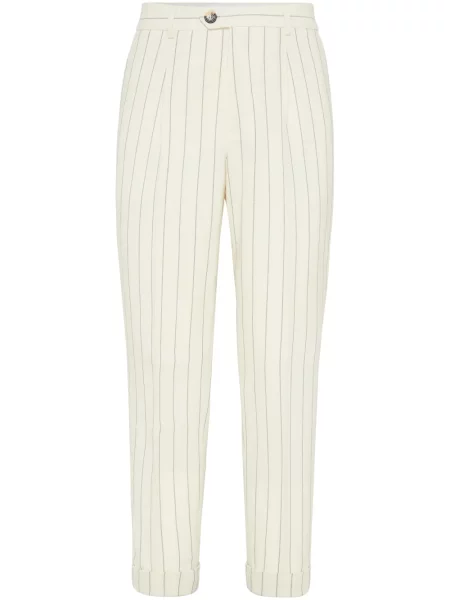 Pruhované kalhoty Brunello Cucinelli bílé