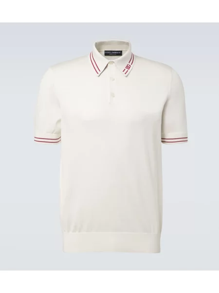 Tricou polo Dolce&gabbana de mătase alb