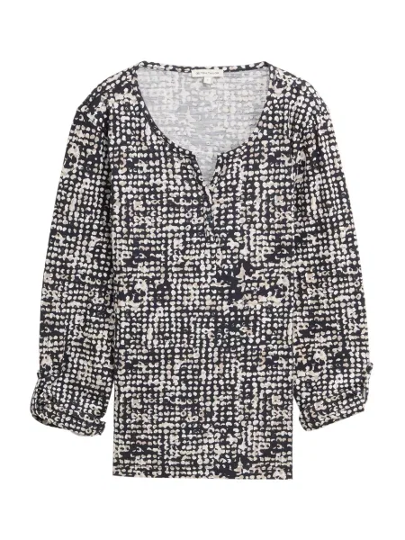 TOM TAILOR Tričko béžová / marine modrá bílá