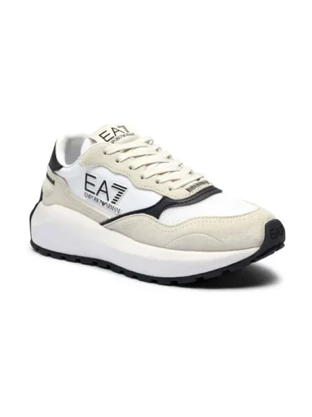 Sneakers cu adaos de piele alb