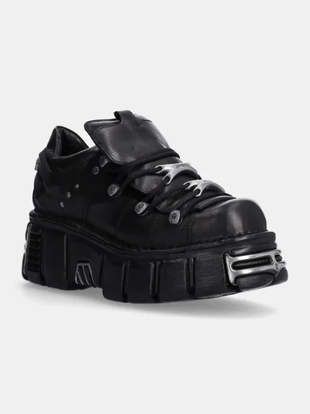 New Rock sneakers din piele negru
