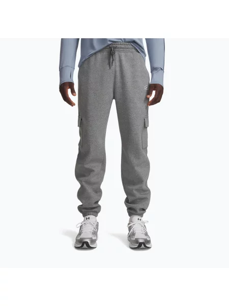 Pantaloni pentru bărbați Under Armour Rival Fleece Cargo castlerock light heather/white alb