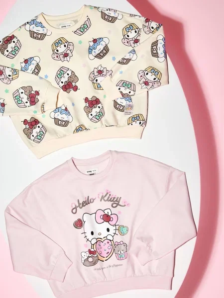 Sinsay mikiny crewneck s potiskem 2 pack Hello Kitty krémová