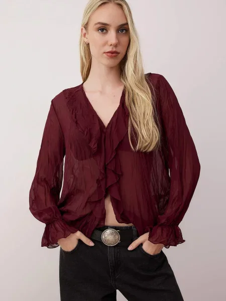 Trendyol Bluză burgundy roșu