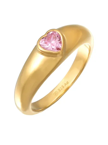 ELLI Prstan Herz zlata roza